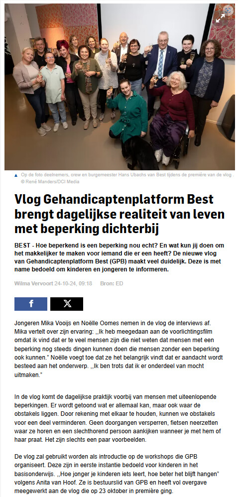 Krantenartikel presentatie voorlichtingsfilm.